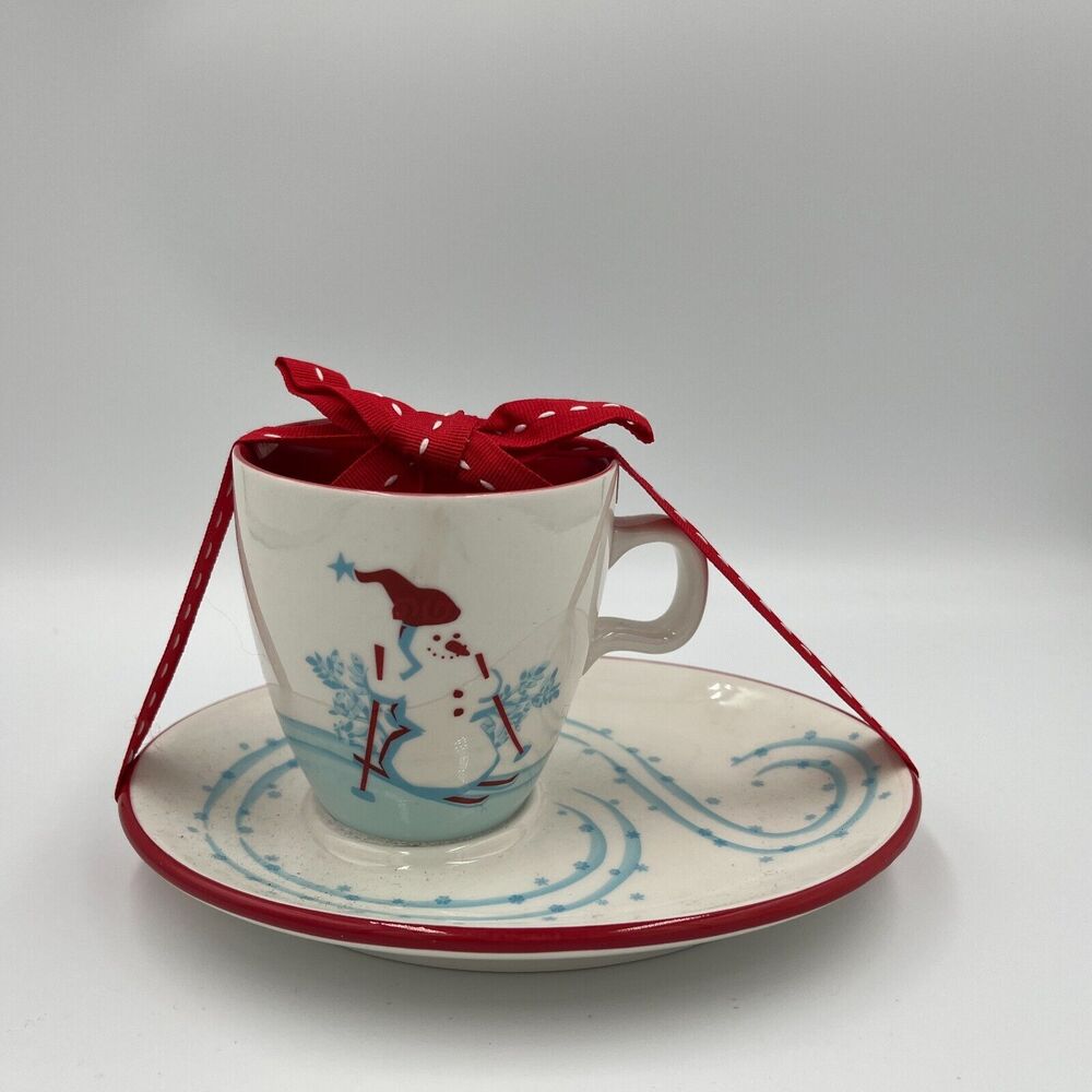 Starbucks 2007 Christmas Mug & Plate Set Santa & Penguin Holiday NEW